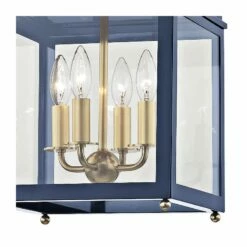 Leigh 11 1/2"W Aged Brass And Navy 4-Light Mini Pendant -Lighting Sales Shop leigh 11 and one half inchw aged brass and navy 4 light mini pendant 47h81views1