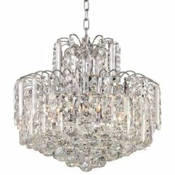 Leya 19" Wide Chrome And Crystal 6-Light Chandelier -Lighting Sales Shop leya 19 inch wide chrome and crystal 6 light chandelier 4j477