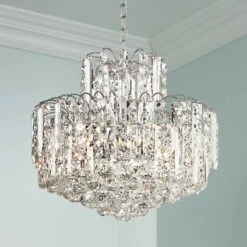 Leya 19" Wide Chrome And Crystal 6-Light Chandelier -Lighting Sales Shop leya 19 inch wide chrome and crystal 6 light chandelier 4j477cropped