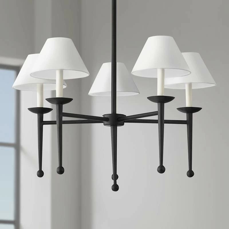 Troy London 32" Wide Forged Iron 5-Light Chandelier 3 Troy London 32" Wide Forged Iron 5-Light Chandelier
