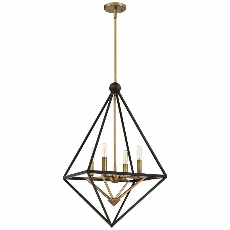Louvre 22 1/2" Wide Bronze And Brass 4-Light Foyer Pendant 4 Louvre 22 1/2" Wide Bronze And Brass 4-Light Foyer Pendant - Image 2
