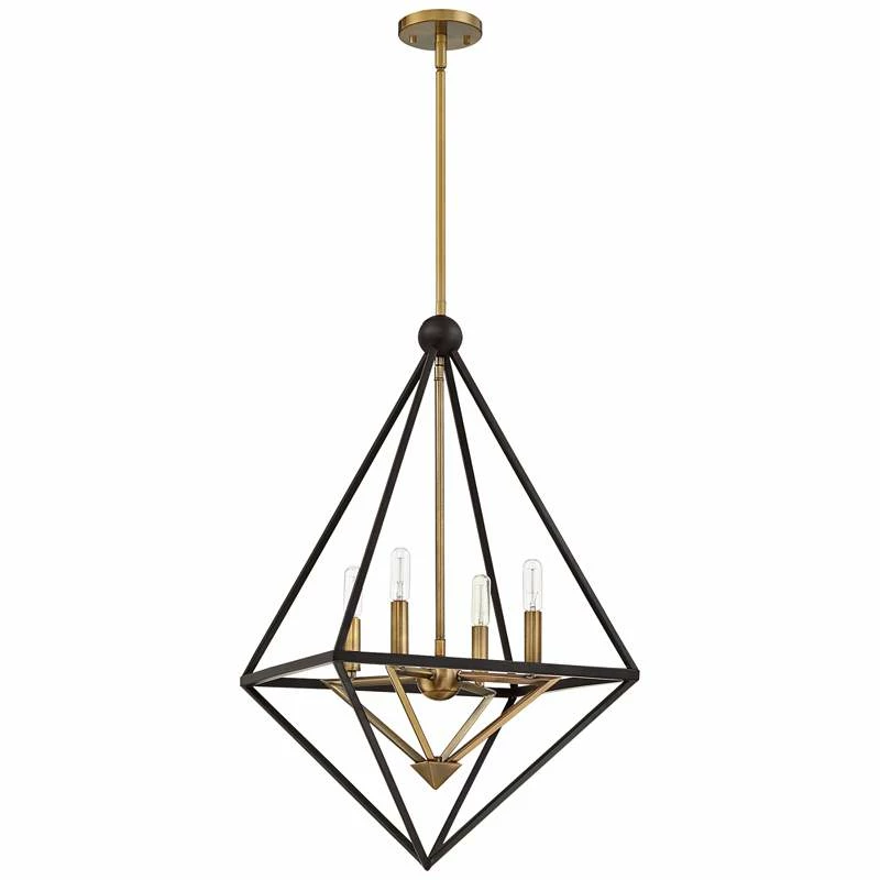 Louvre 22 1/2" Wide Bronze And Brass 4-Light Foyer Pendant 5 Louvre 22 1/2" Wide Bronze And Brass 4-Light Foyer Pendant - Image 3