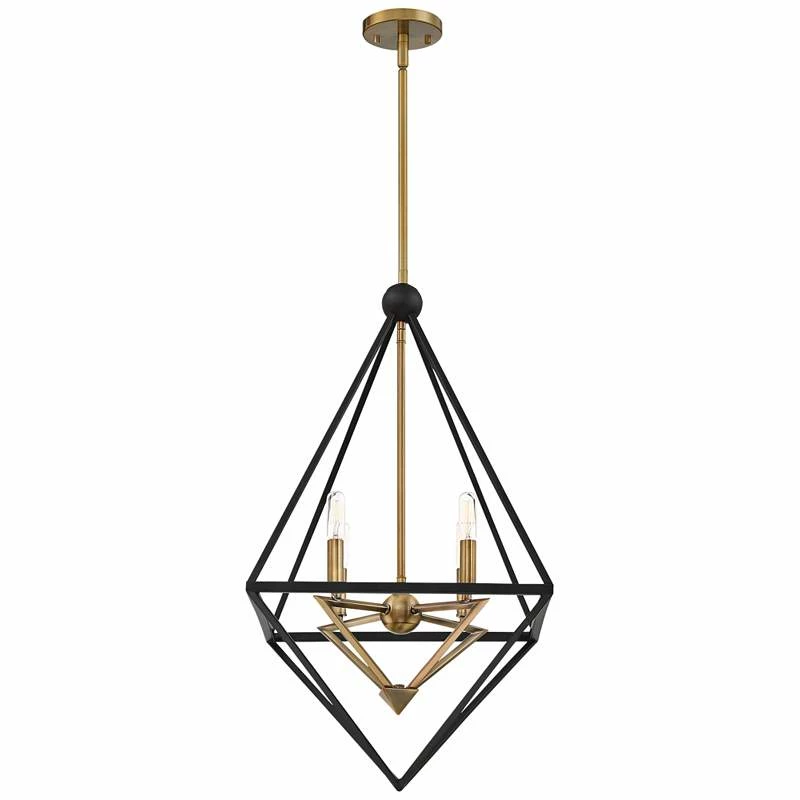 Louvre 22 1/2" Wide Bronze And Brass 4-Light Foyer Pendant 7 Louvre 22 1/2" Wide Bronze And Brass 4-Light Foyer Pendant - Image 5