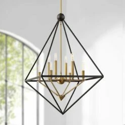 Louvre 29" Wide Western Bronze And Brass 8-Light Modern Foyer Pendant