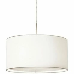 AFX Mae 20" Wide Satin Nickel And White Drum Pendant Light