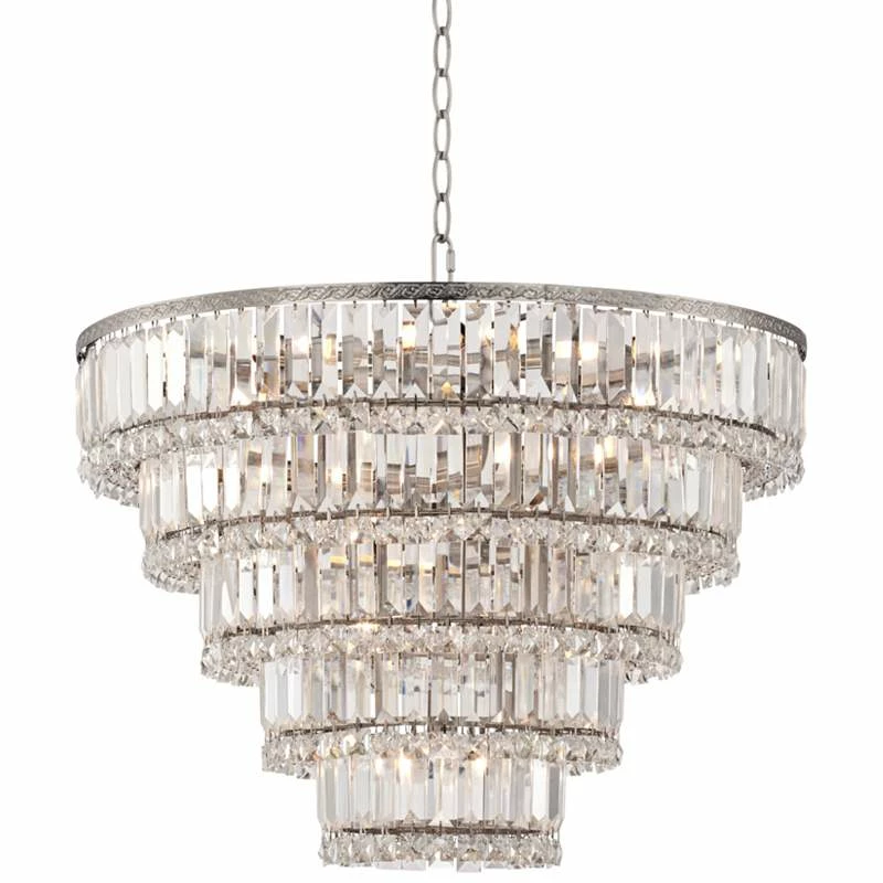 Magnificence 24 1/2"W Satin Nickel And Crystal LED 15-Light Chandelier 5 Magnificence 24 1/2"W Satin Nickel And Crystal LED 15-Light Chandelier - Image 3