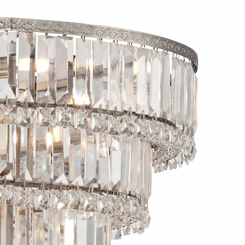 Magnificence 24 1/2"W Satin Nickel And Crystal LED 15-Light Chandelier 6 Magnificence 24 1/2"W Satin Nickel And Crystal LED 15-Light Chandelier - Image 4