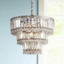 Magnificence Satin Nickel 14 1/4" Wide Crystal Chandelier -Lighting Sales Shop magnificence satin nickel 14 and one quarter inch wide crystal chandelier 6d503cropped