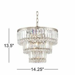 Magnificence Satin Nickel 14 1/4" Wide Crystal Chandelier -Lighting Sales Shop magnificence satin nickel 14 and one quarter inch wide crystal chandelier 6d503views3