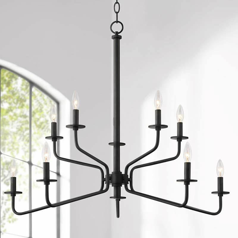Manfred 35 1/2" Wide Black 2-Tier 10-Light Chandelier 3 Manfred 35 1/2" Wide Black 2-Tier 10-Light Chandelier