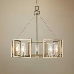 Golden Lighting Marco 24 1/2" Wide White Gold 5-Light Chandelier