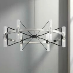 Mass Transit 30" Wide Brushed Nickel 12-Light Modern Ring Chandelier