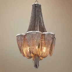 Maxim Chantilly 14" Wide Nickel Jewelry Chain Chandelier