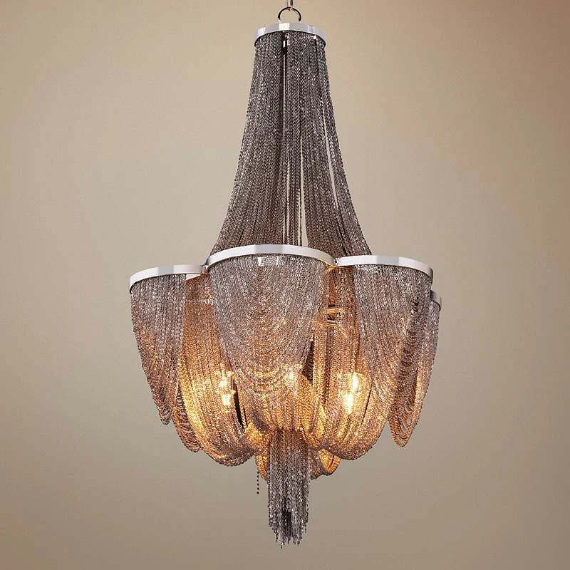 Maxim Chantilly 14" Wide Nickel Jewelry Chain Chandelier 3 Maxim Chantilly 14" Wide Nickel Jewelry Chain Chandelier