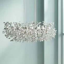 Maxim Comet 35" Wide Chrome And Crystal Island Light