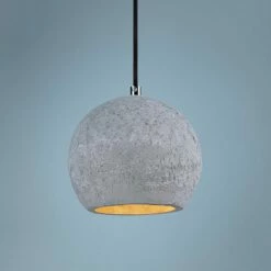 Maxim Crete 7"W 1-Light LED Concrete Dome Mini Pendant