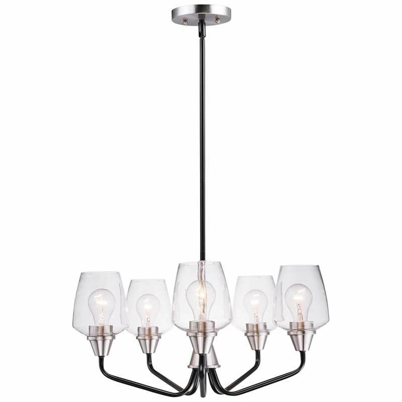 Maxim Goblet 23"W Black And Satin Nickel 5-Light Chandelier 4 Maxim Goblet 23"W Black And Satin Nickel 5-Light Chandelier - Image 2