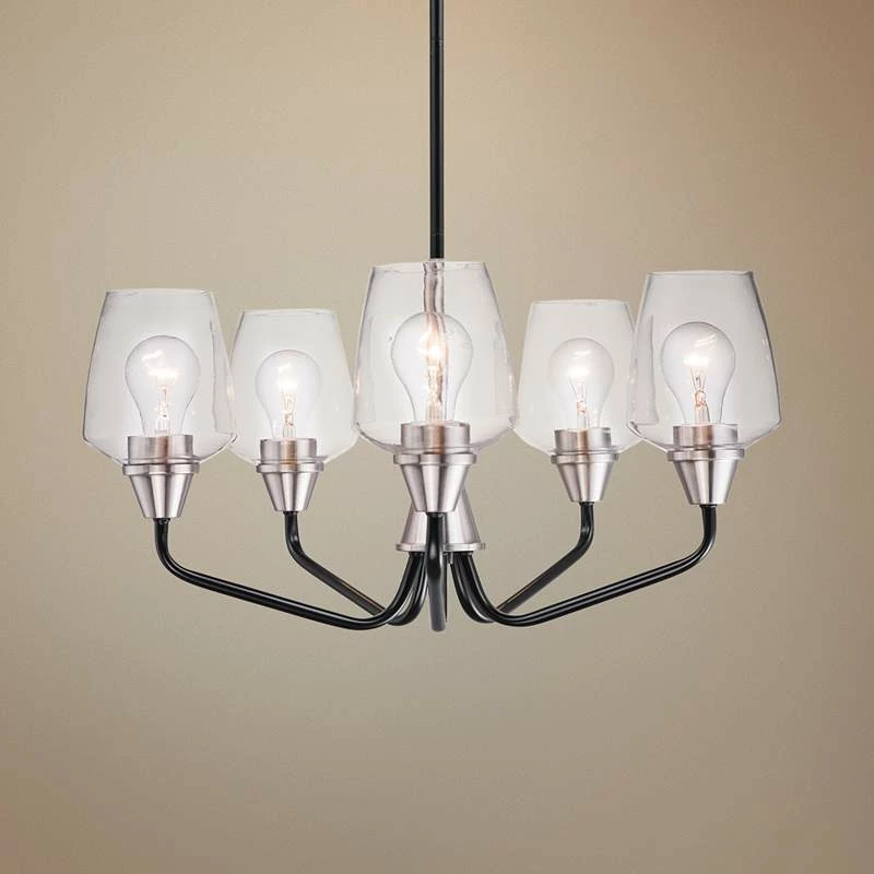 Maxim Goblet 23"W Black And Satin Nickel 5-Light Chandelier 3 Maxim Goblet 23"W Black And Satin Nickel 5-Light Chandelier