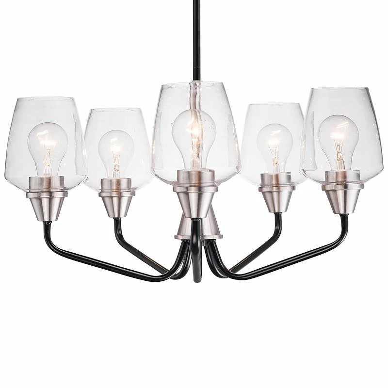 Maxim Goblet 23"W Black And Satin Nickel 5-Light Chandelier 5 Maxim Goblet 23"W Black And Satin Nickel 5-Light Chandelier - Image 3