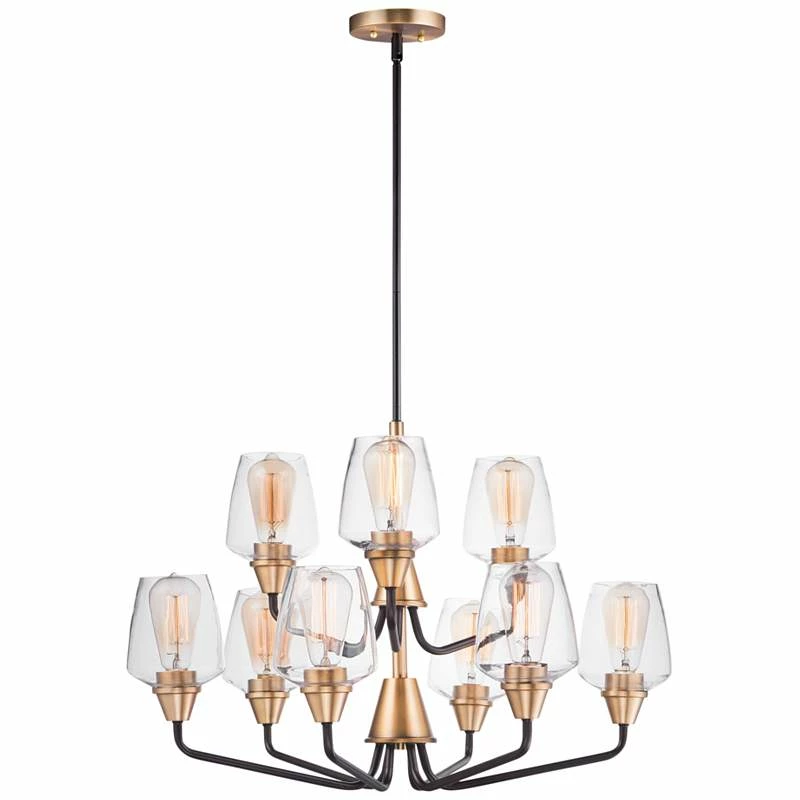 Maxim Goblet 27" Wide Bronze And Brass 9-Light Chandelier 4 Maxim Goblet 27" Wide Bronze And Brass 9-Light Chandelier - Image 2