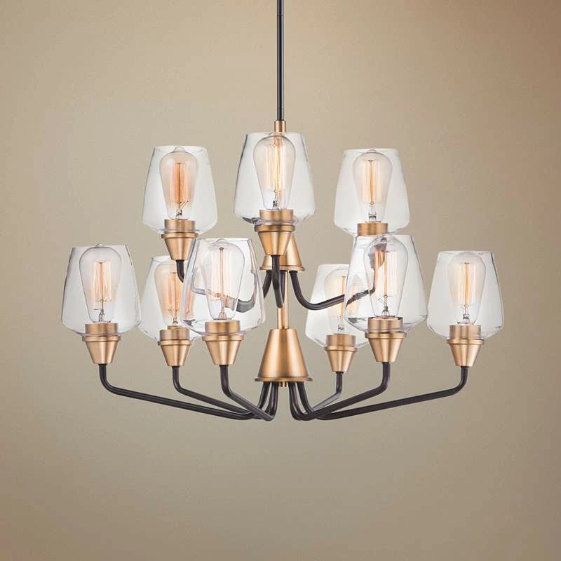Maxim Goblet 27" Wide Bronze And Brass 9-Light Chandelier 3 Maxim Goblet 27" Wide Bronze And Brass 9-Light Chandelier