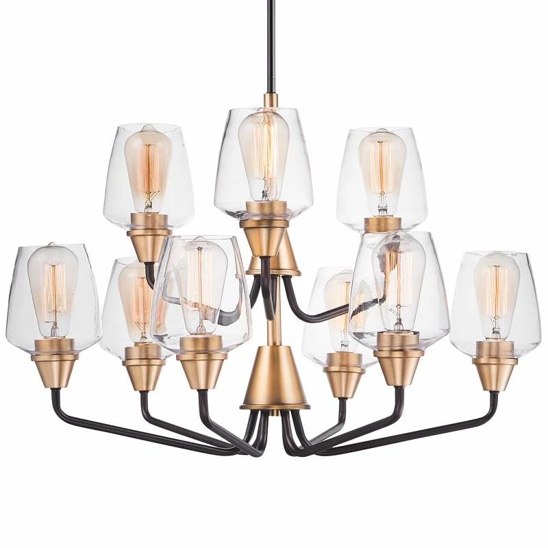 Maxim Goblet 27" Wide Bronze And Brass 9-Light Chandelier 5 Maxim Goblet 27" Wide Bronze And Brass 9-Light Chandelier - Image 3