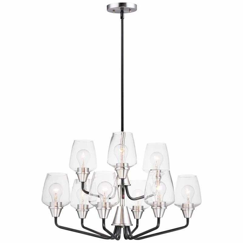 Maxim Goblet 27"W Black And Satin Nickel 9-Light Chandelier 4 Maxim Goblet 27"W Black And Satin Nickel 9-Light Chandelier - Image 2