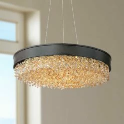 Maxim Mystic 24" Wide Bronze Modern Crystal LED Pendant Light