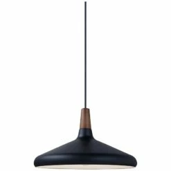 Maxim Nordic 15.25" Wide Walnut And Black Modern Pendant Light