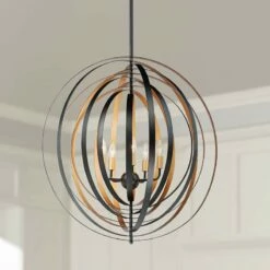 Maxim Radial 30"W Circular Black Gold 5-Light Pendant Light