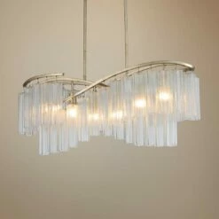 Maxim Victoria 41" Wide Silver And Glass Kitchen Island Light Pendant