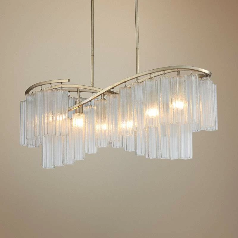 Maxim Victoria 41" Wide Silver And Glass Kitchen Island Light Pendant 3 Maxim Victoria 41" Wide Silver And Glass Kitchen Island Light Pendant