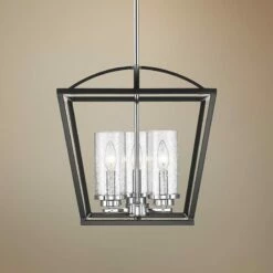 Golden Lighting Mercer 15" Wide Black 3-Light Pendant