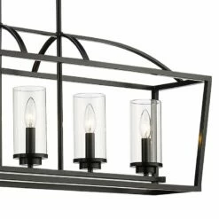 Golden Lighting Mercer 38 1/4"W Matte Black 5-Light Linear Island Pendant -Lighting Sales Shop mercer 38 and one quarter inchw matte black 5 light linear island pendant 089f2views1