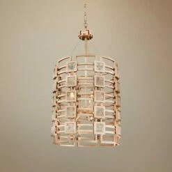 Metropolis 19" Wide Modern Gold Lattice-Cage Pendant Light