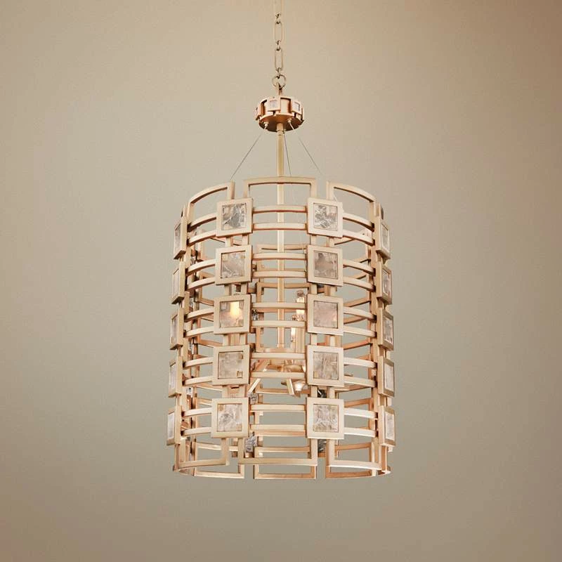 Metropolis 19" Wide Modern Gold Lattice-Cage Pendant Light 3 Metropolis 19" Wide Modern Gold Lattice-Cage Pendant Light