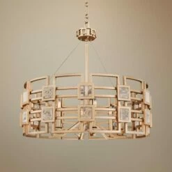 Metropolis 28" Wide Modern Gold Lattice-Cage Pendant Light