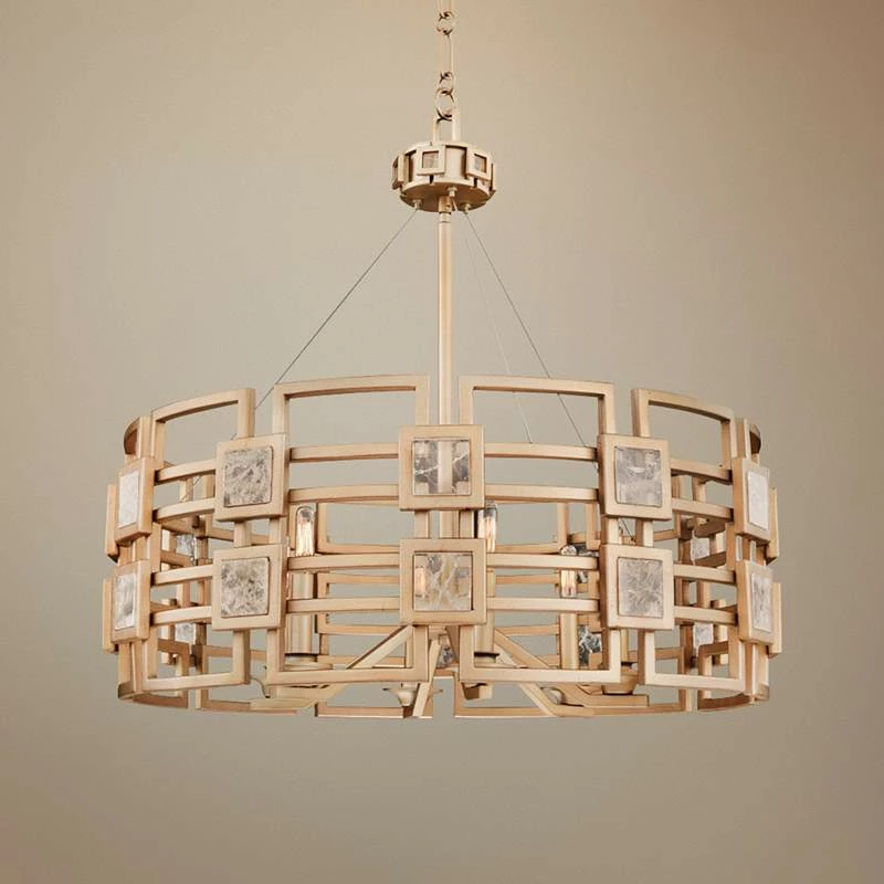 Metropolis 28" Wide Modern Gold Lattice-Cage Pendant Light 3 Metropolis 28" Wide Modern Gold Lattice-Cage Pendant Light