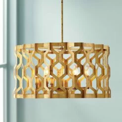 Metropolitan Coronade 26" Wide 6-Light Gold Leaf Pendant Light