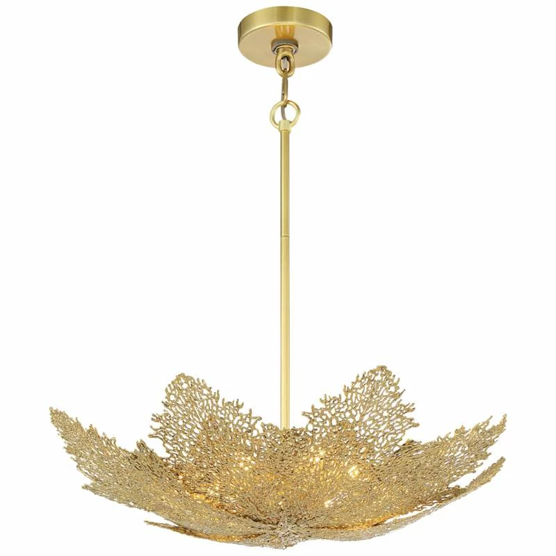 Metropolitan Evergold 24"W India Gold Leaf LED Pendant Light 4 Metropolitan Evergold 24"W India Gold Leaf LED Pendant Light - Image 2