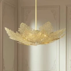 Metropolitan Evergold 24"W India Gold Leaf LED Pendant Light