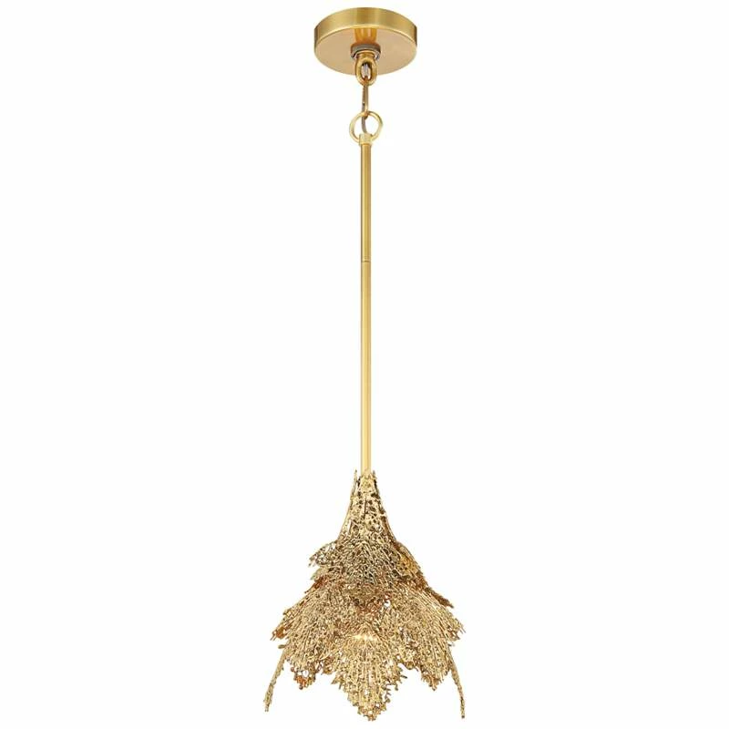 Metropolitan Evergold 8"W India Gold Leaf Mini Pendant Light 4 Metropolitan Evergold 8"W India Gold Leaf Mini Pendant Light - Image 2