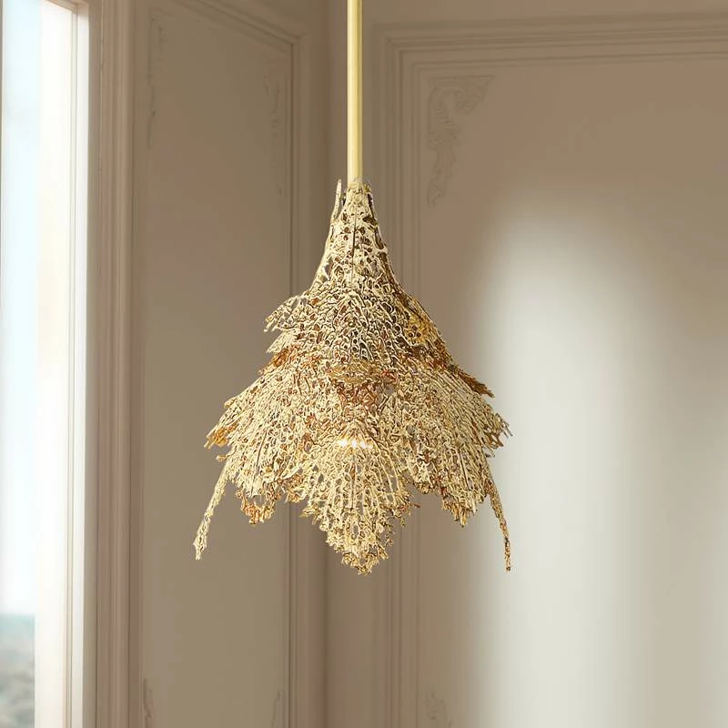 Metropolitan Evergold 8"W India Gold Leaf Mini Pendant Light 3 Metropolitan Evergold 8"W India Gold Leaf Mini Pendant Light
