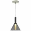 Mezz 6 1/2" Wide Nickel And Smoke Glass LED Modern Mini Pendant -Lighting Sales Shop mezz 6 and one half inch wide nickel and smoke glass led modern mini pendant 62r04