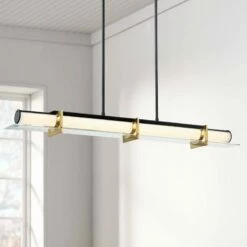 Midnight Gold 40"W Sand Coal And Honey Gold LED Kitchen Island Light
