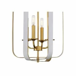 Minka Aureum 14" Gold And White Open Cage 4-Light Modern Pendant Light -Lighting Sales Shop minka aureum 14 inch gold and white open cage 4 light modern pendant light 89y90views1