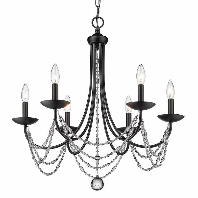 Golden Lighting Mirabella 25 1/2" Wide Matte Black Metal 6-Light Chandelier 4 Golden Lighting Mirabella 25 1/2" Wide Matte Black Metal 6-Light Chandelier - Image 2