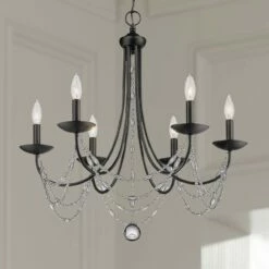 Golden Lighting Mirabella 25 1/2" Wide Matte Black Metal 6-Light Chandelier