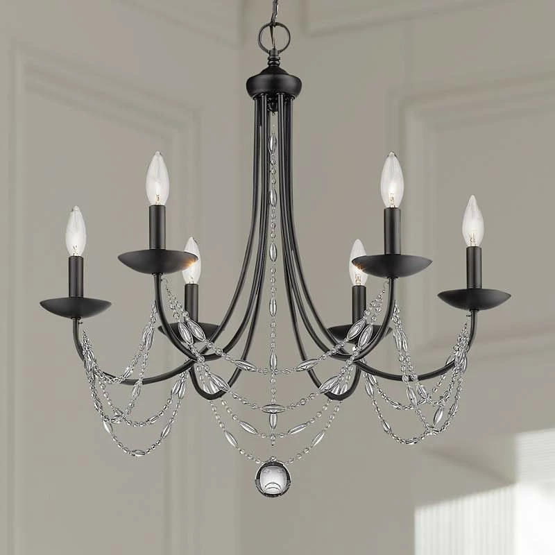 Golden Lighting Mirabella 25 1/2" Wide Matte Black Metal 6-Light Chandelier 3 Golden Lighting Mirabella 25 1/2" Wide Matte Black Metal 6-Light Chandelier