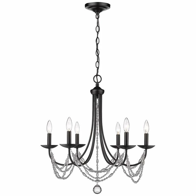 Golden Lighting Mirabella 25 1/2" Wide Matte Black Metal 6-Light Chandelier 7 Golden Lighting Mirabella 25 1/2" Wide Matte Black Metal 6-Light Chandelier - Image 5